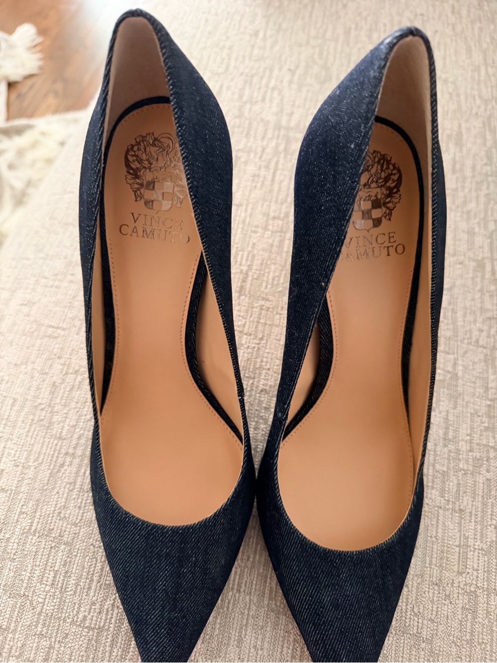 Vince Camuto Navy Denim Pointed Toe Heels